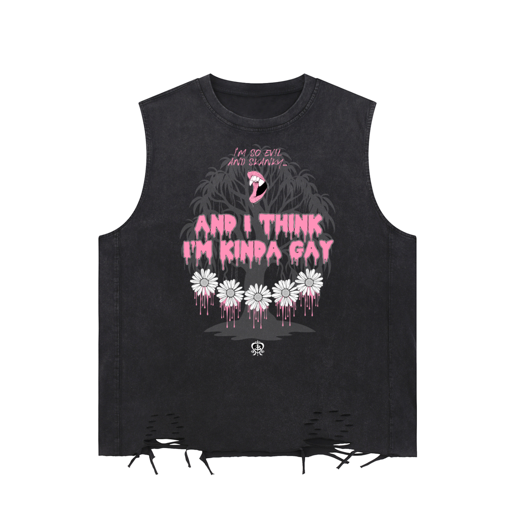 Willow Gay Buffy-inspired graphic on an Unimaginative snow-washed raw-hem tank top
