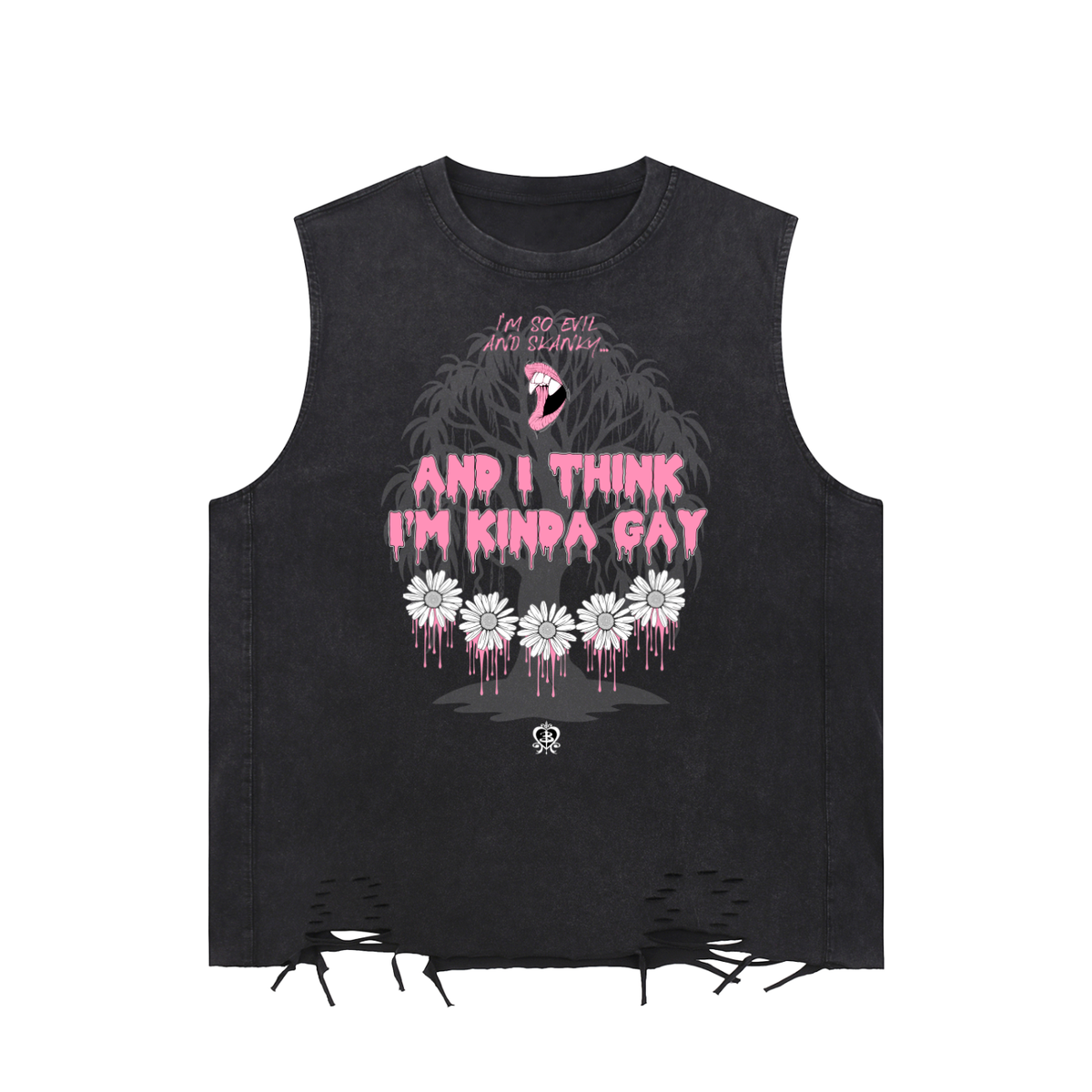 Willow Gay Buffy-inspired graphic on an Unimaginative snow-washed raw-hem tank top