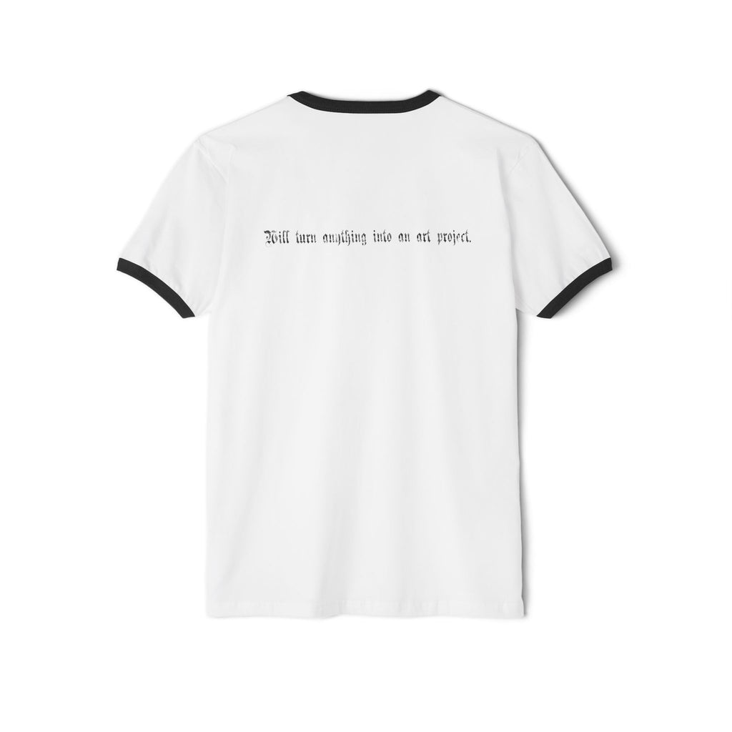 "Creative Menace" Ringer T-Shirt — Gothic Script Graphic Tee