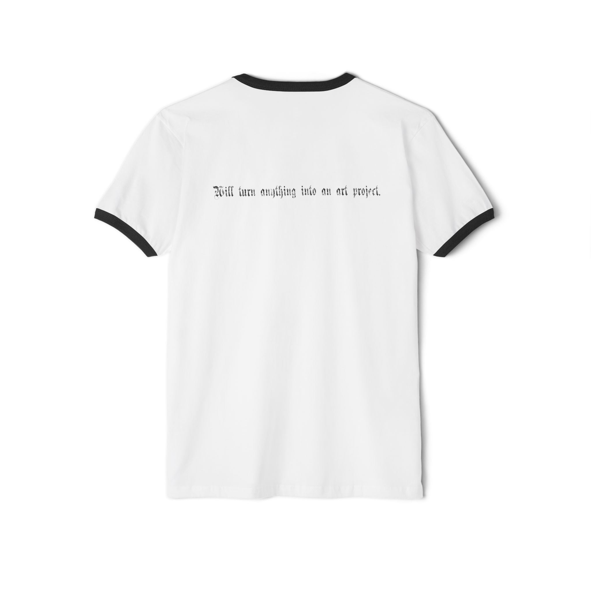 "Creative Menace" Ringer T-Shirt — Gothic Script Graphic Tee