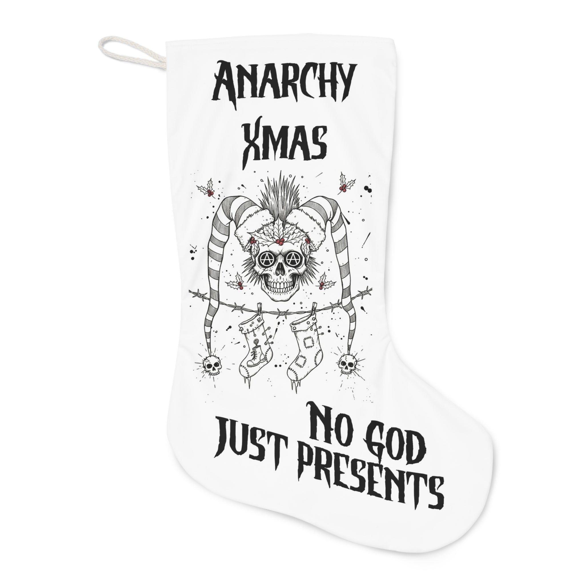 Anarchy Christmas Stocking — "No God, Just Presents" Holiday Stocking