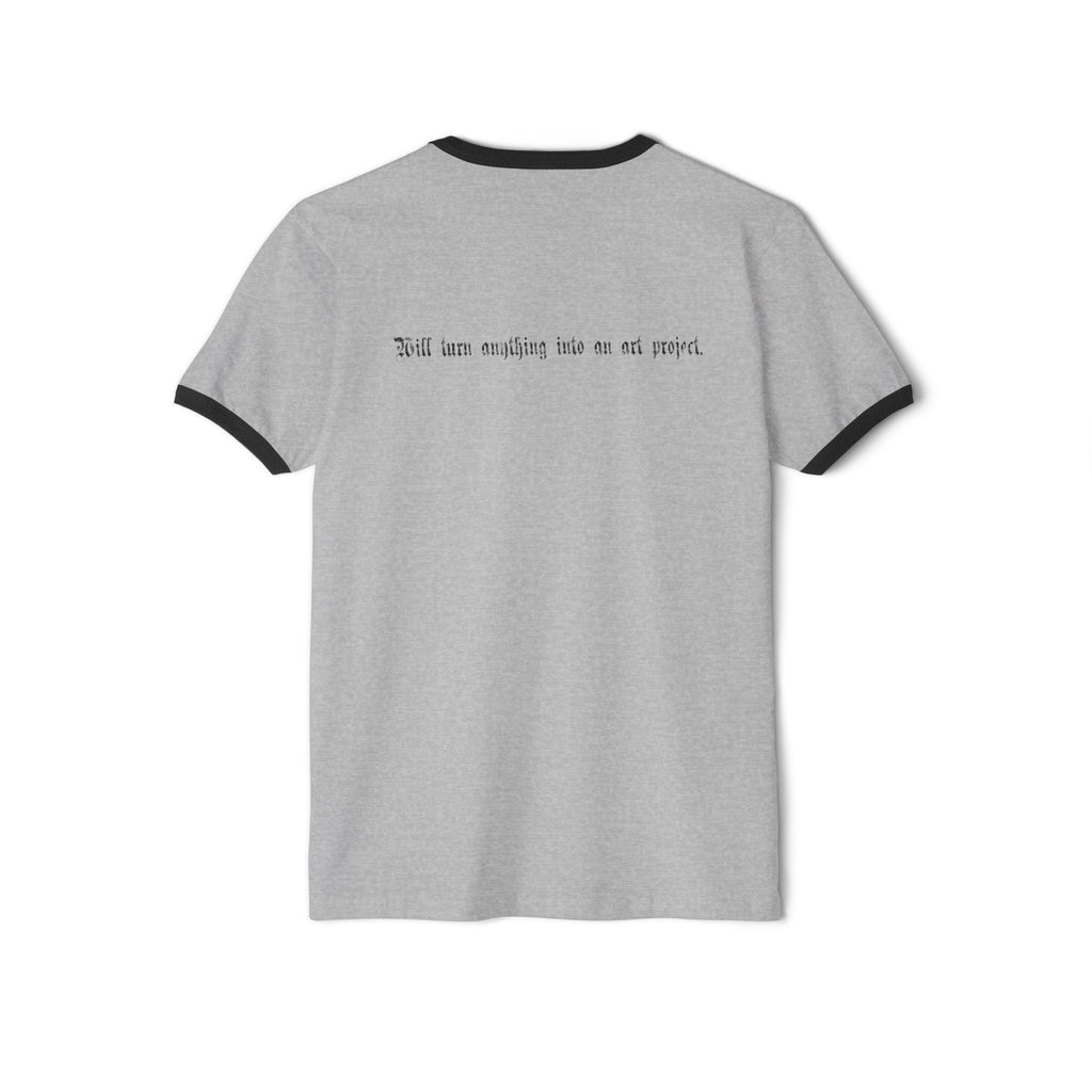 "Creative Menace" Ringer T-Shirt — Gothic Script Graphic Tee