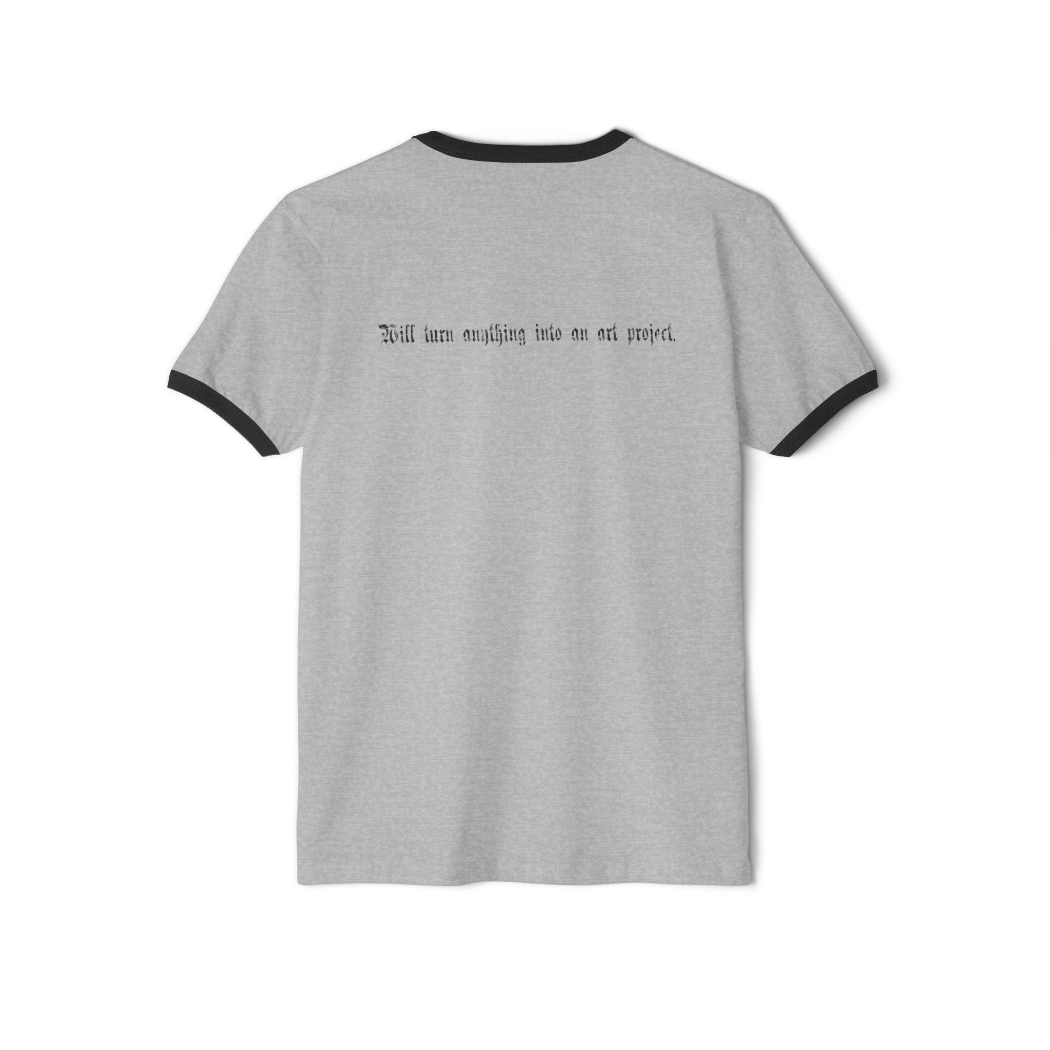 "Creative Menace" Ringer T-Shirt — Gothic Script Graphic Tee