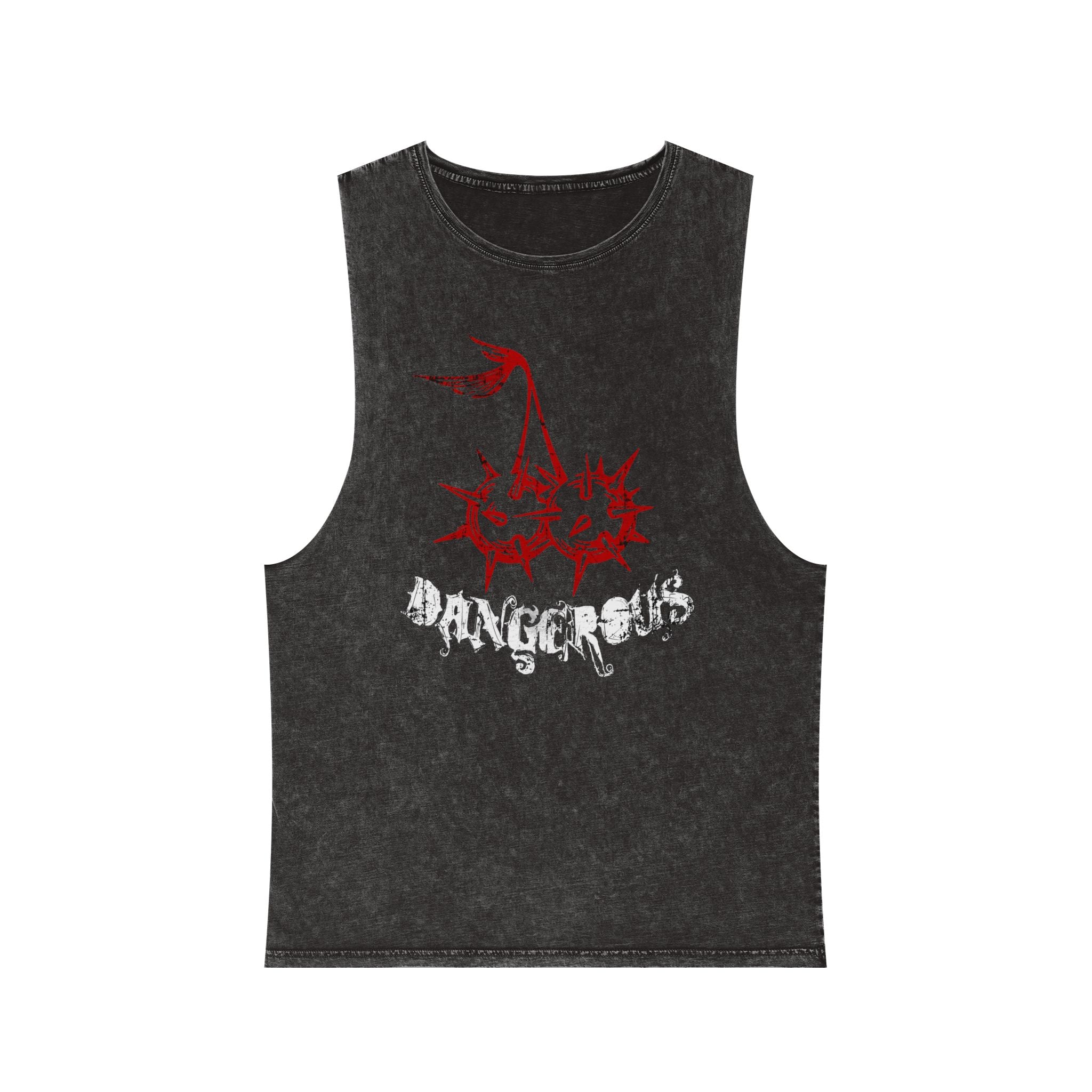 Dangerous Skull Graphic Tank Top — Stonewash Muscle Tee