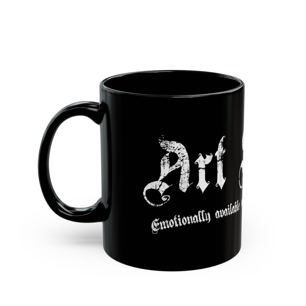 Art Slut black coffee mug with original Unimaginative design, alternate product view