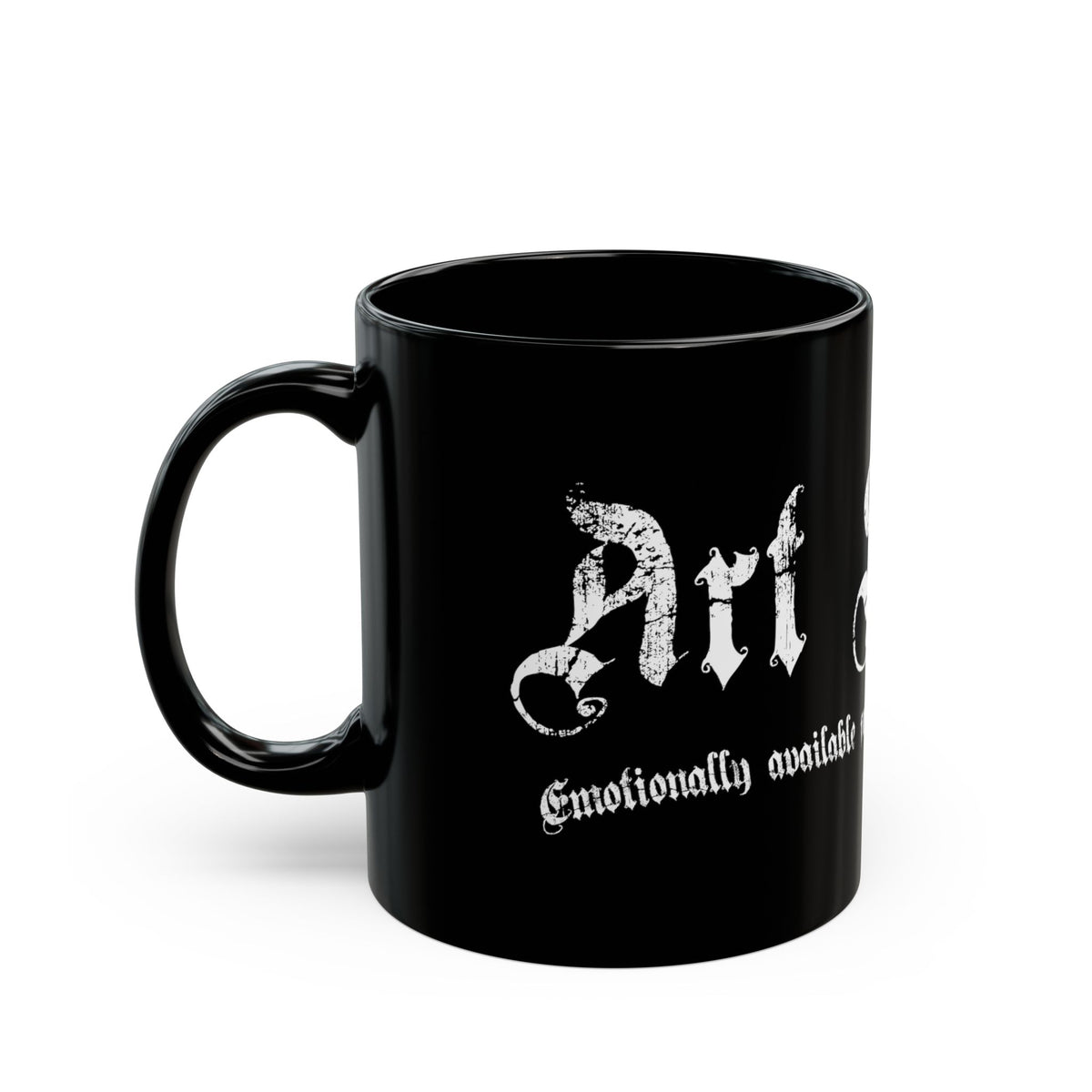 Art Slut black coffee mug with original Unimaginative design, alternate product view