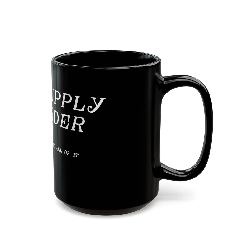 Art Supply Hoarder black coffee mug with original Unimaginative design, alternate product view