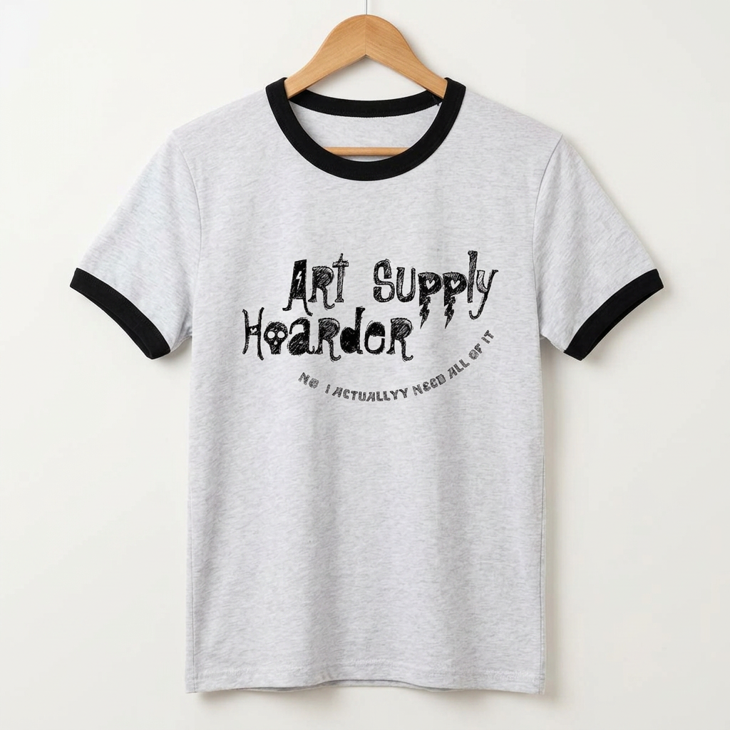 Art Supply Hoarder Women's Ringer Tee — "No, I Actually Need All of It" Artist Shirt
