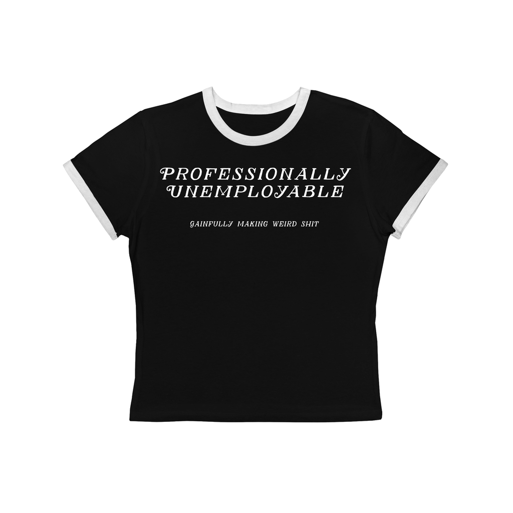 Professionally Unemployable women's ringer tee, featured product image