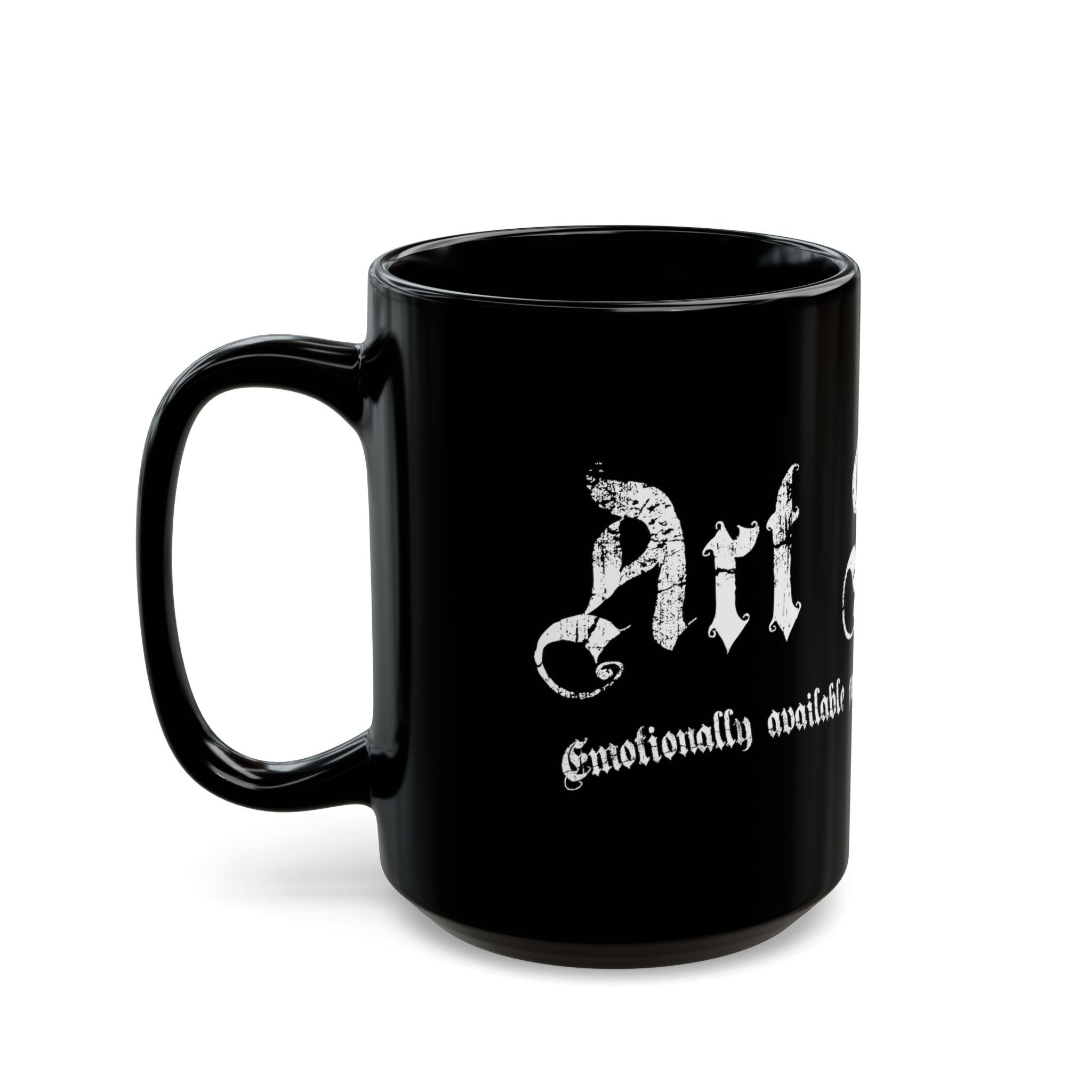 Art Slut black coffee mug with original Unimaginative design, alternate product view