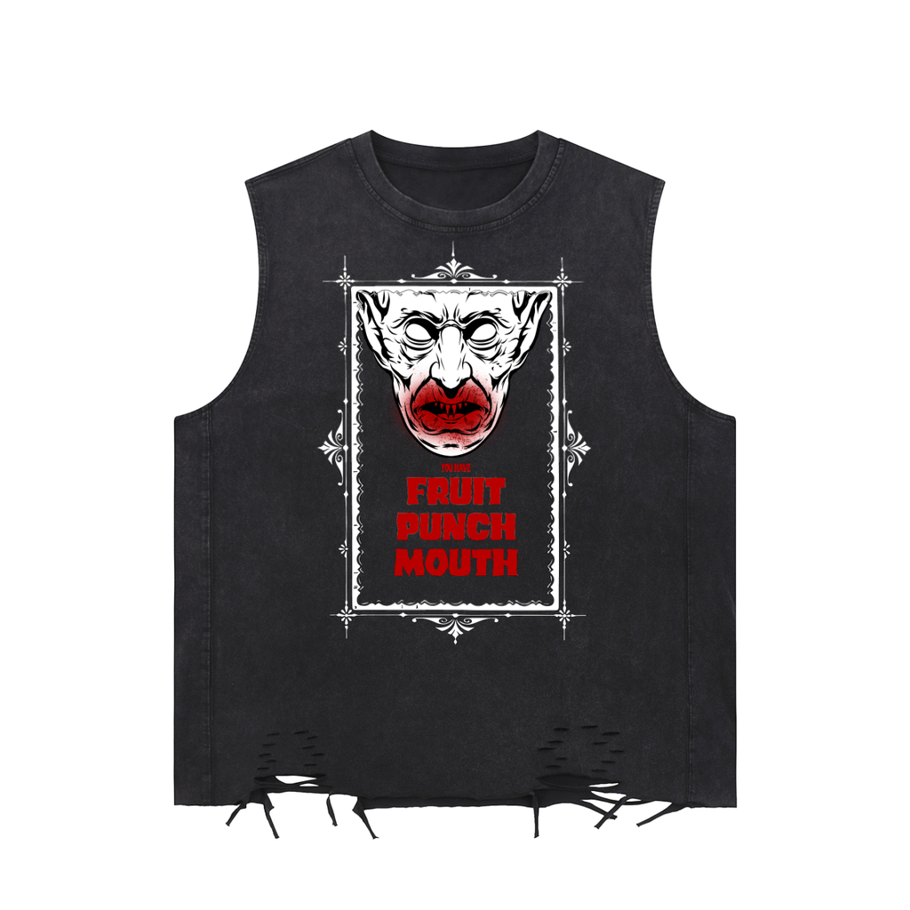The Master Buffy-inspired graphic on an Unimaginative snow-washed raw-hem tank top
