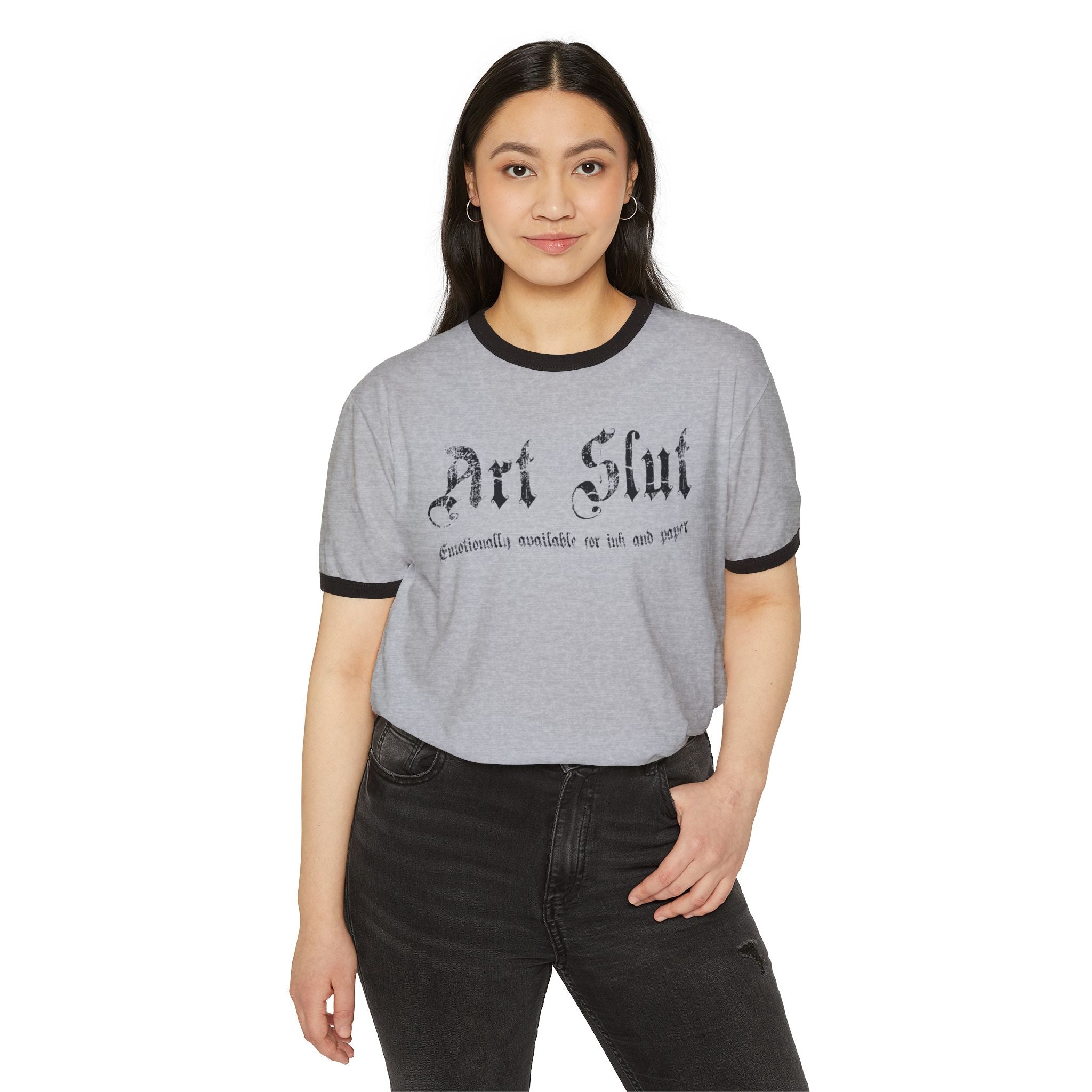 "Art Slut" Ringer T-Shirt — Vintage Graphic Tee for Artists