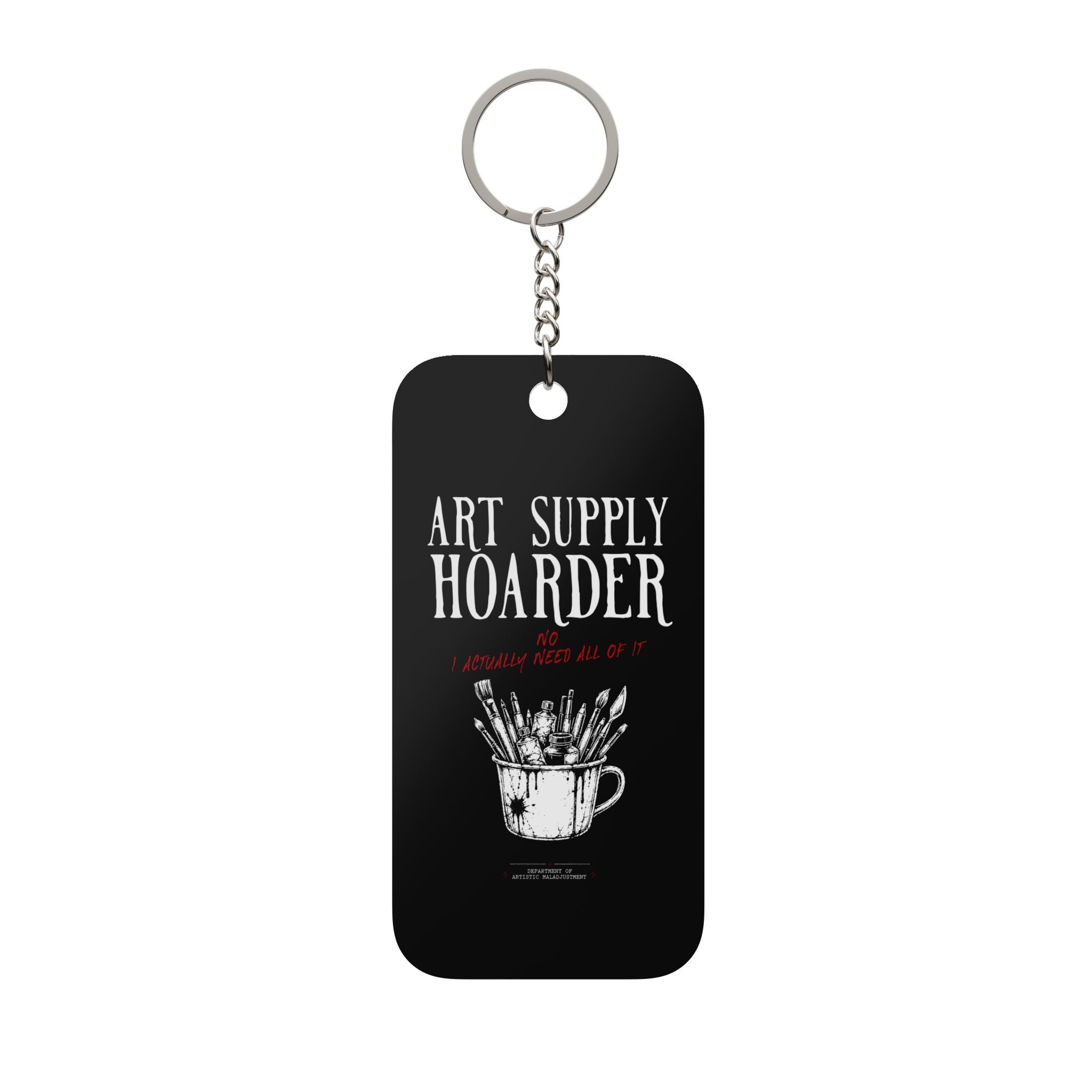 Art Supply Hoarder acrylic keychain charm from Unimaginative