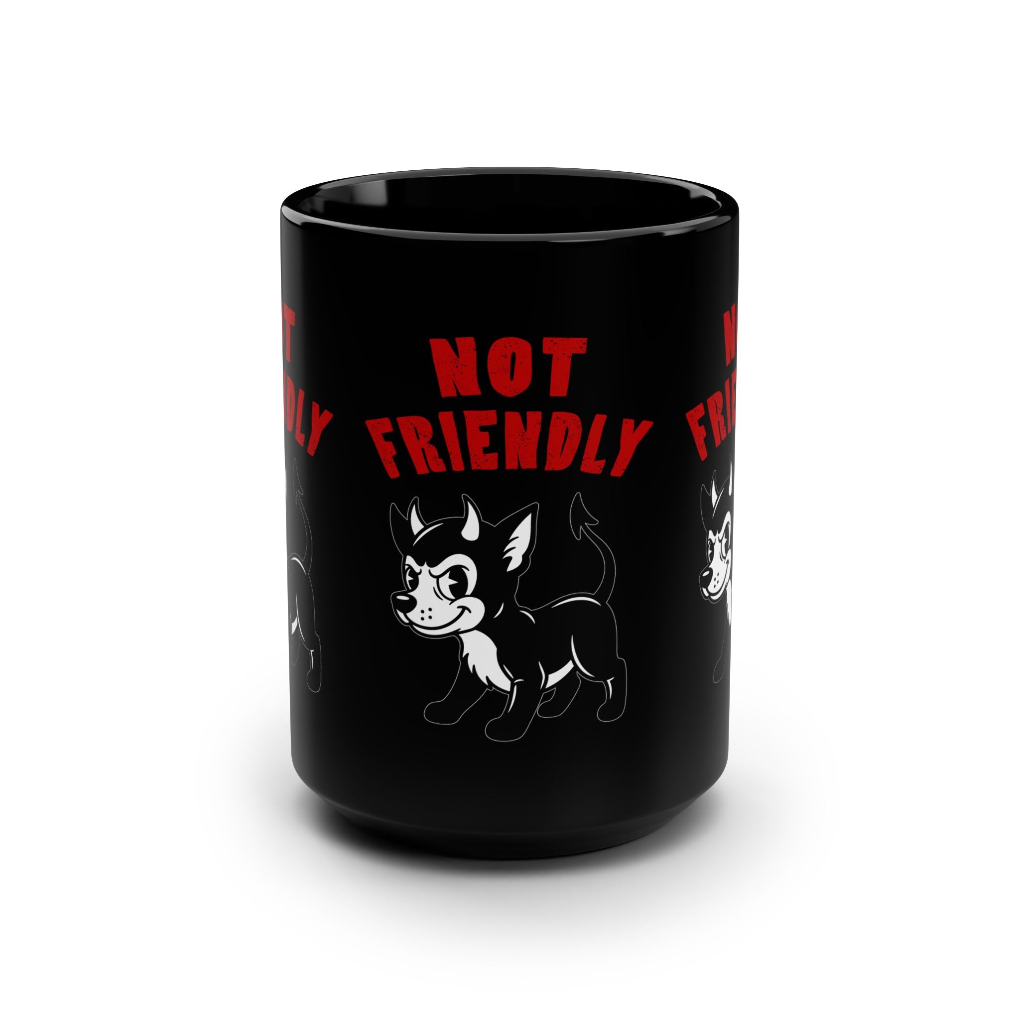 Not Friendly - Black Mug, 15oz