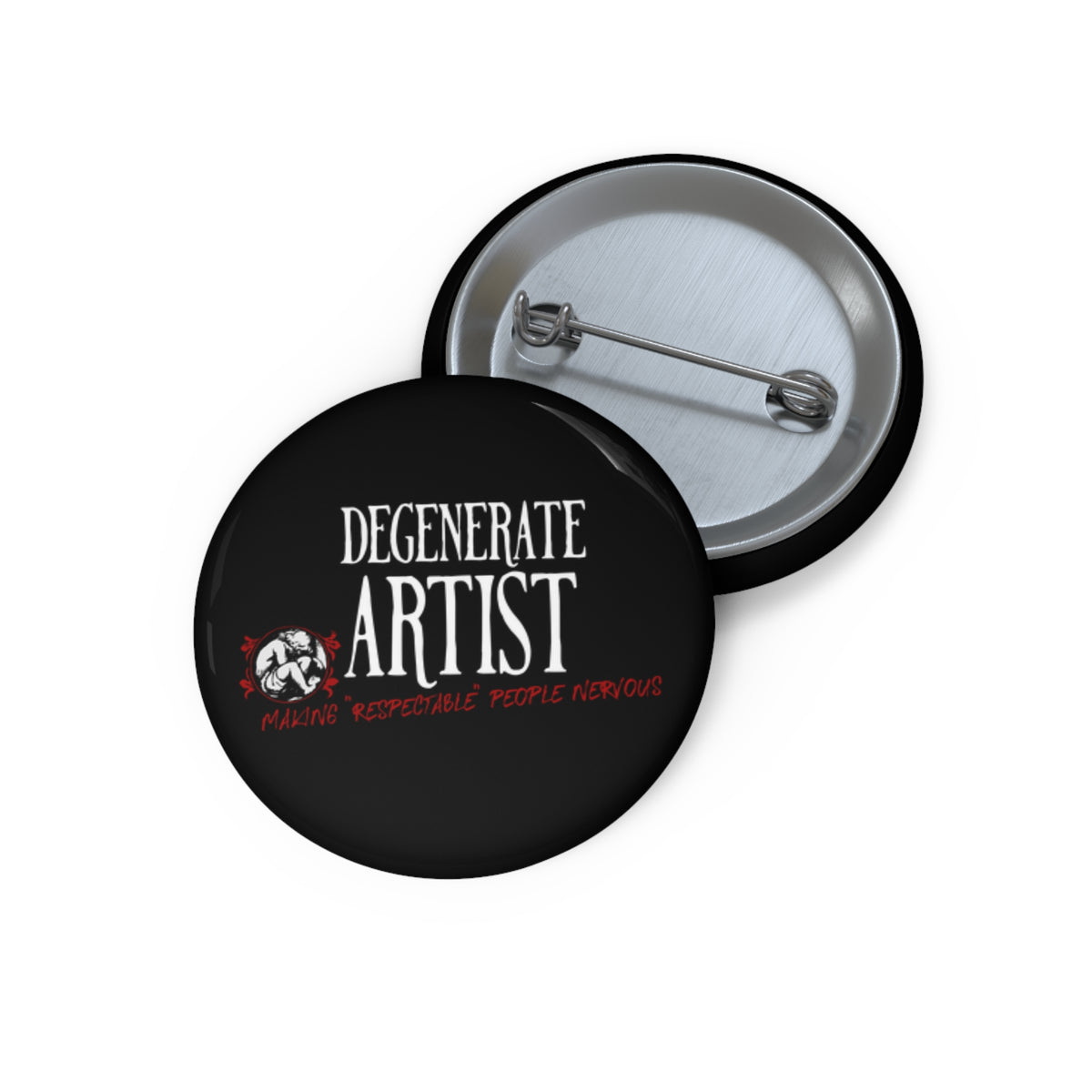 Degenerate Artist pin button, featured product image