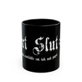 Art Slut black coffee mug with original Unimaginative design, alternate product view