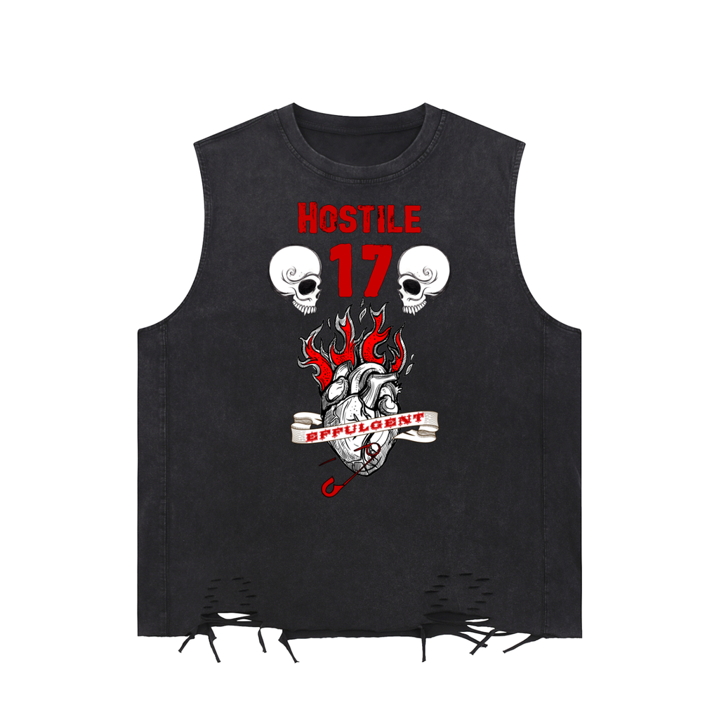 Spike Effulgent Buffy-inspired graphic on an Unimaginative snow-washed raw-hem tank top