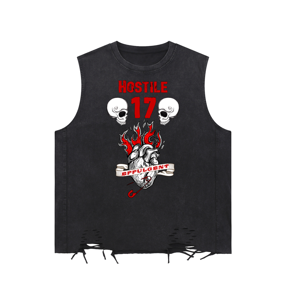 Spike Effulgent Buffy-inspired graphic on an Unimaginative snow-washed raw-hem tank top