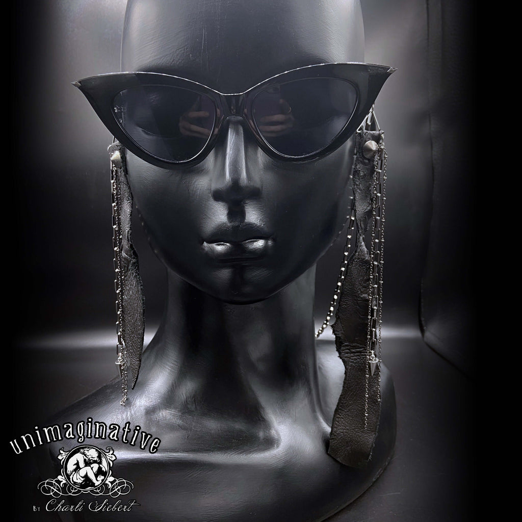 Chaîne de lunettes en cuir à pointes