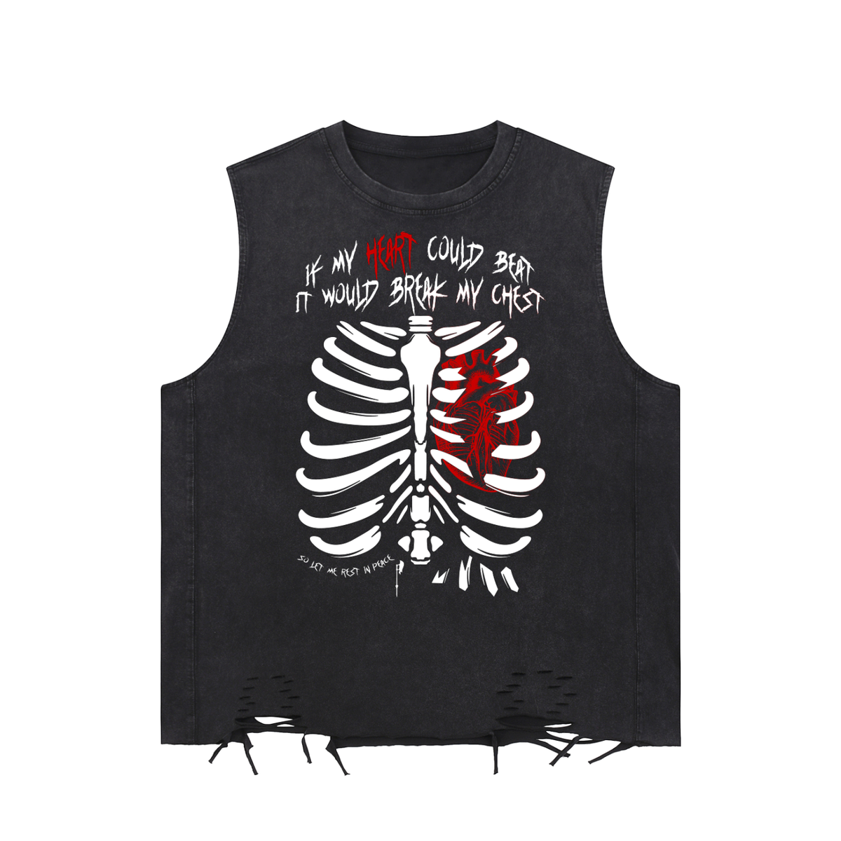 Once More Buffy-inspired graphic on an Unimaginative snow-washed raw-hem tank top