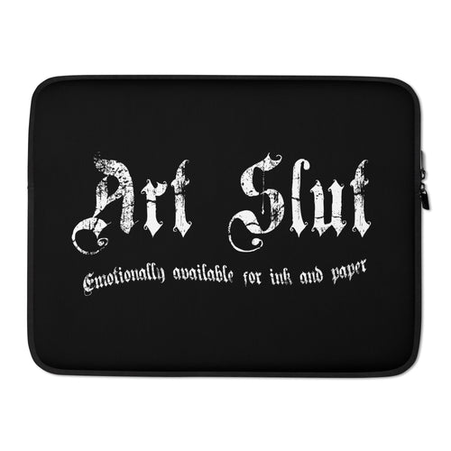 Art Slut 15-inch laptop sleeve, front product mockup