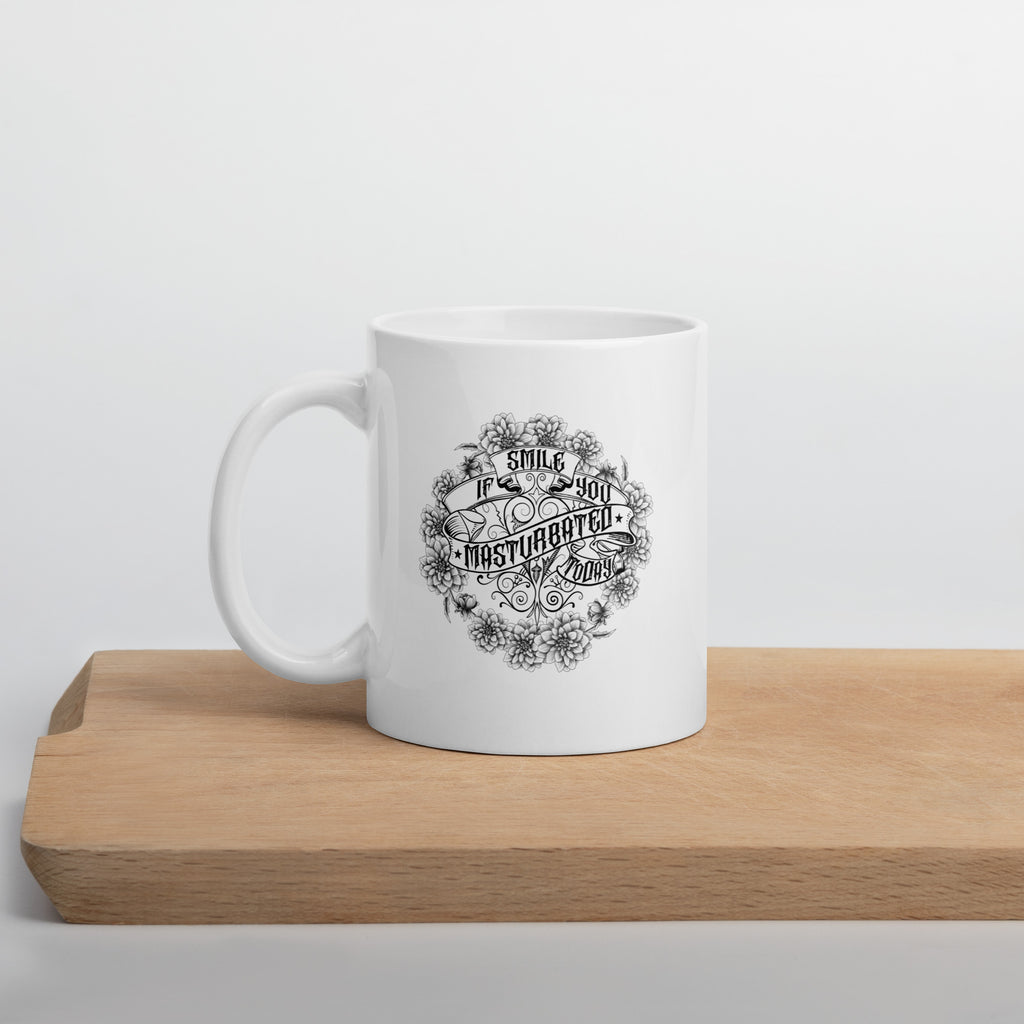 SMILE IF YOU White glossy mug